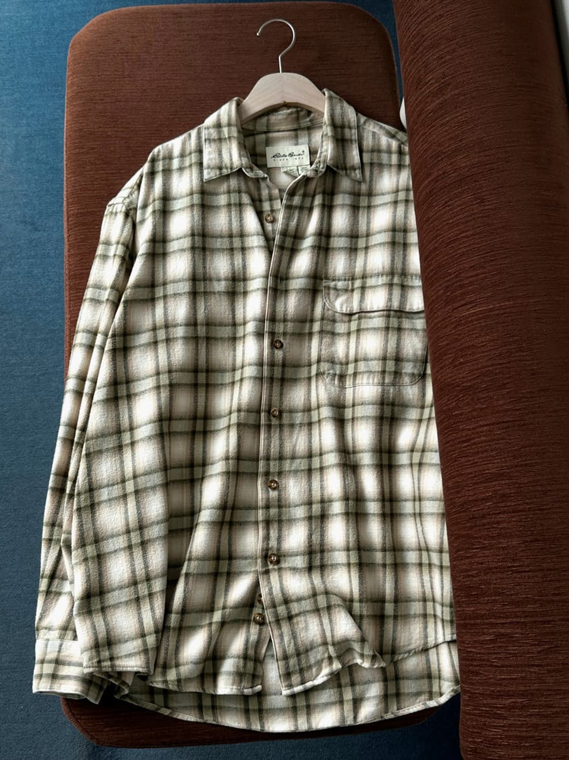 Cotton woven nel check wide shirt 상품이미지2