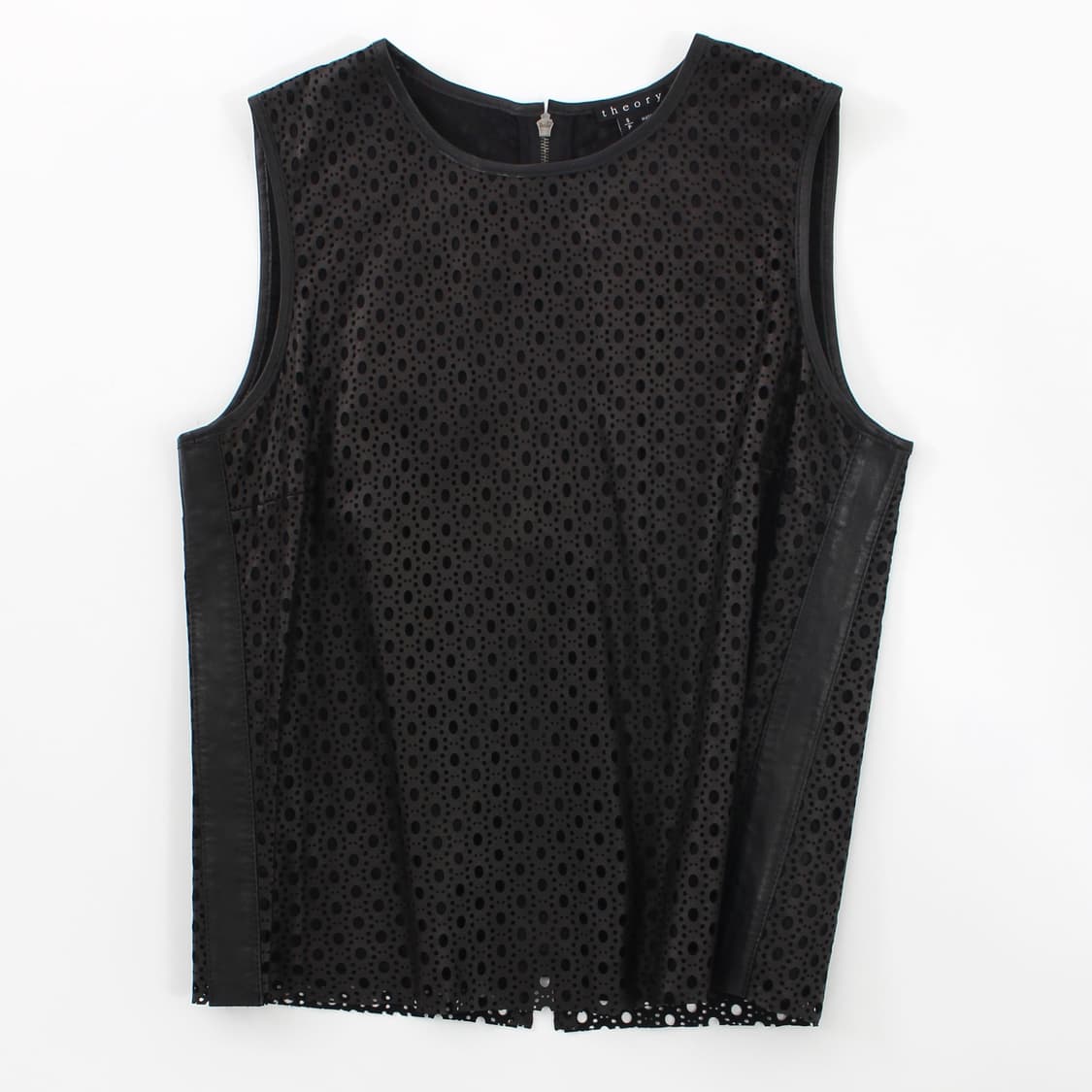 띠어리 Theory 리얼 양가죽 펀칭 나시 슬리브리스 지퍼 블라우스 상품이미지2