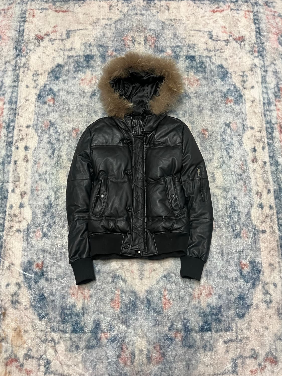 Unknown trimming fur leather hood down j 상품이미지1