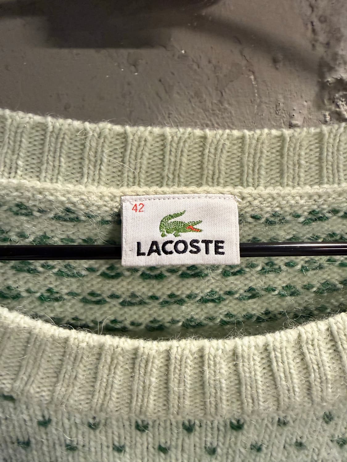 42 라코스테 LACOSTE 도트 패턴 울 니트 민트 상품이미지5