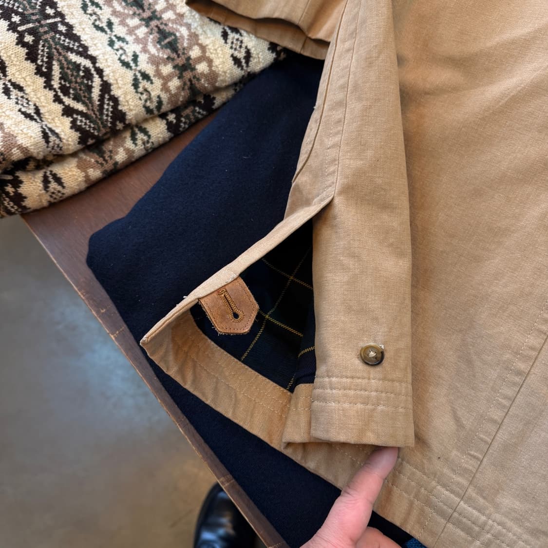 VAN JAC 스웨터 카라 싱글 코트 상품이미지7