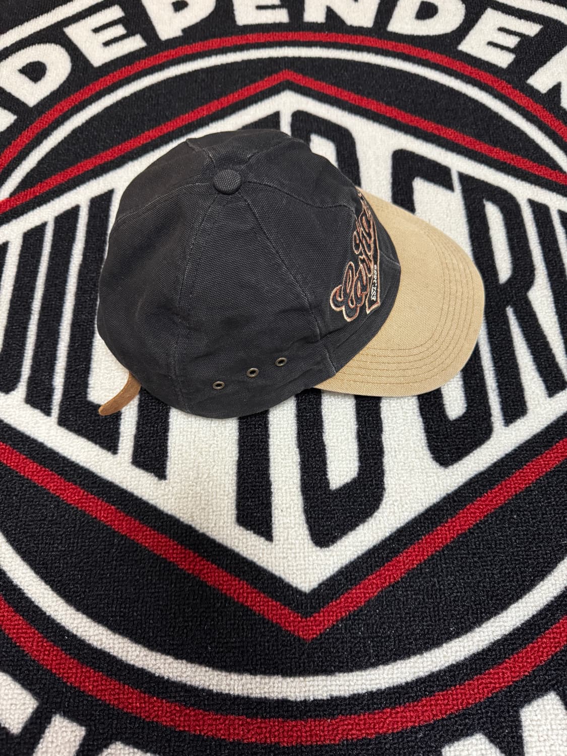 칼하트 레더 스트랩 백 캔버스 캡 블랙 상품이미지2