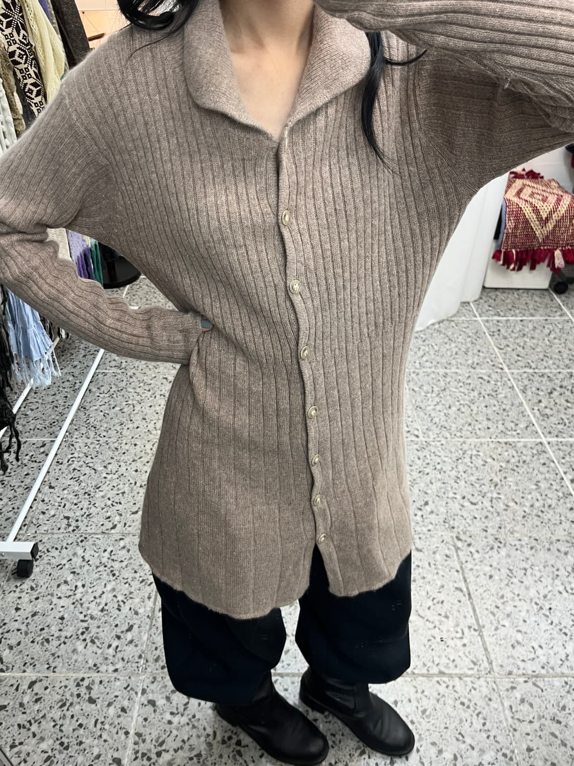 Natural brown long cardigan 상품이미지3