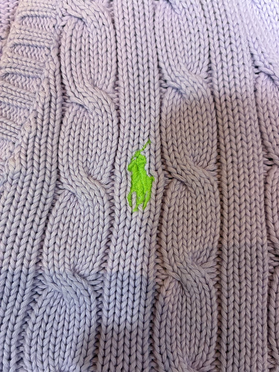 S) 폴로 랄프로렌 스포츠 케이블 꽈배기 니트 코튼 스웨터 라벤더 상품이미지3