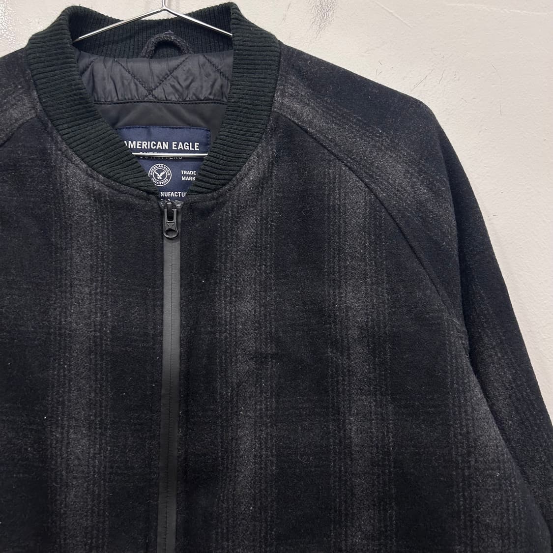 아메리칸 이글 체크패턴 울 모직 블루종 자켓 상품이미지1