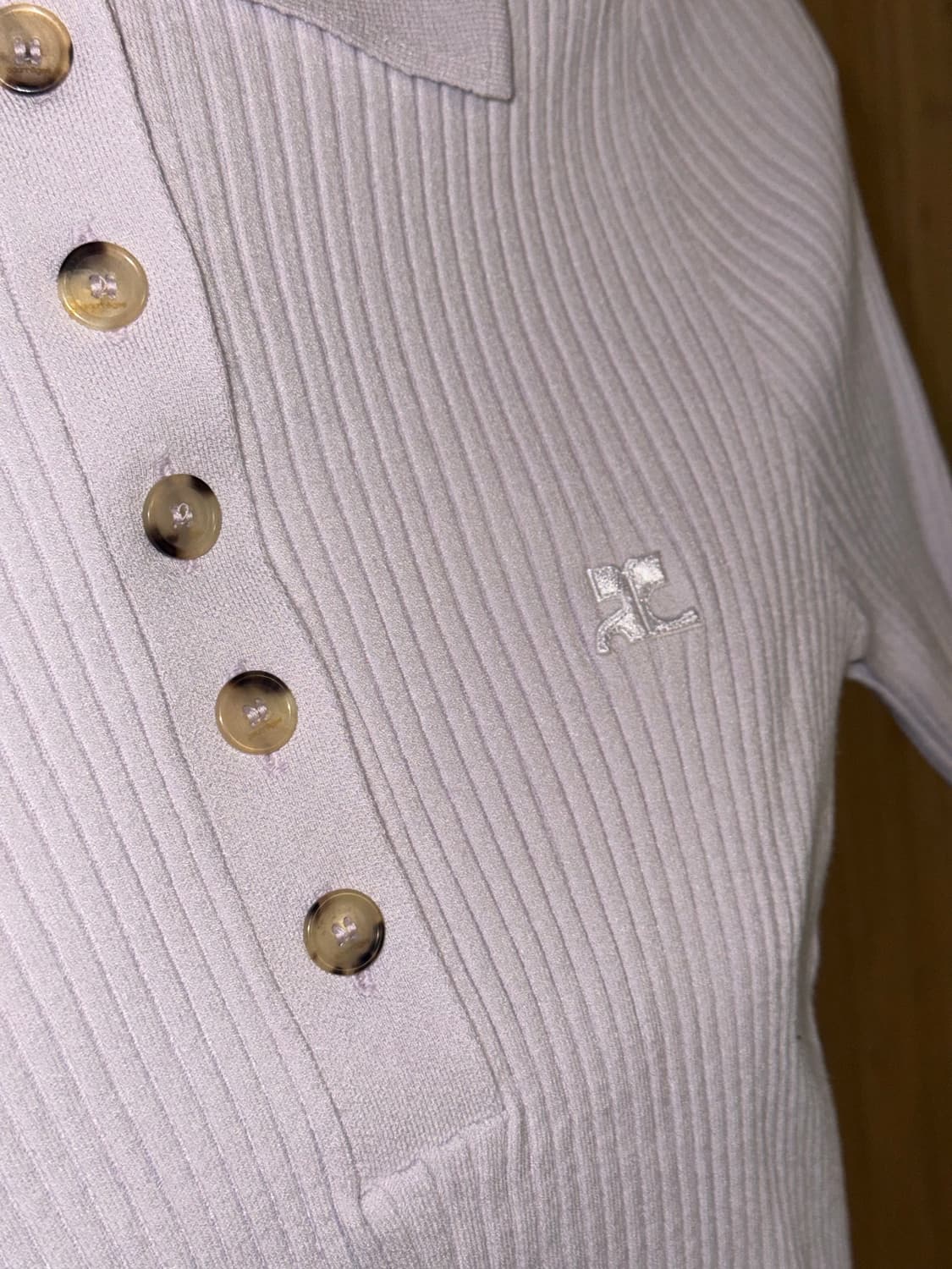 꾸레쥬 시그니처 립 니트 폴로 반팔 MIST XS 새상품  상품이미지3