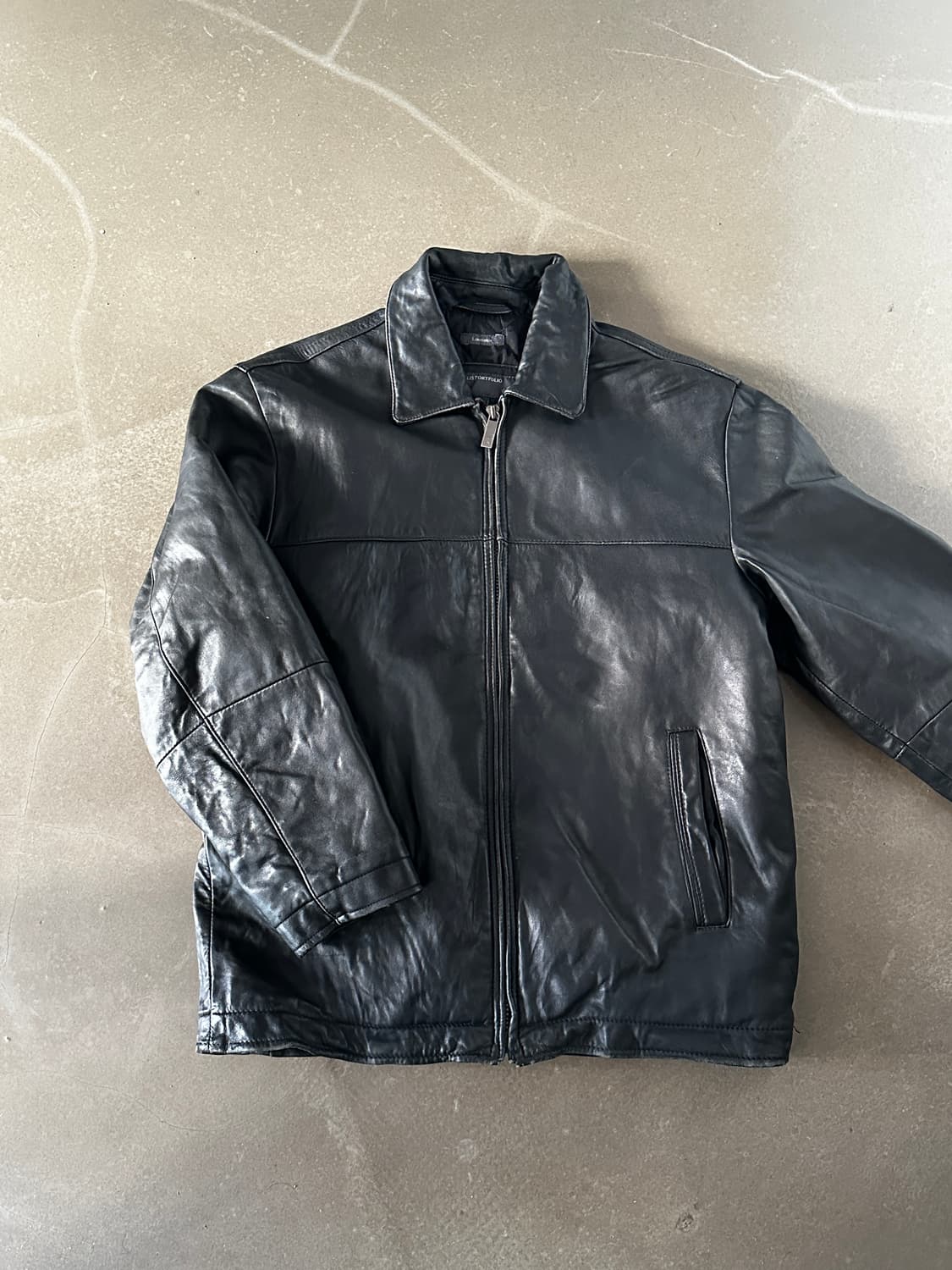 00s Perry Ellis Portfolio 램스킨 레더 자켓 상품이미지1