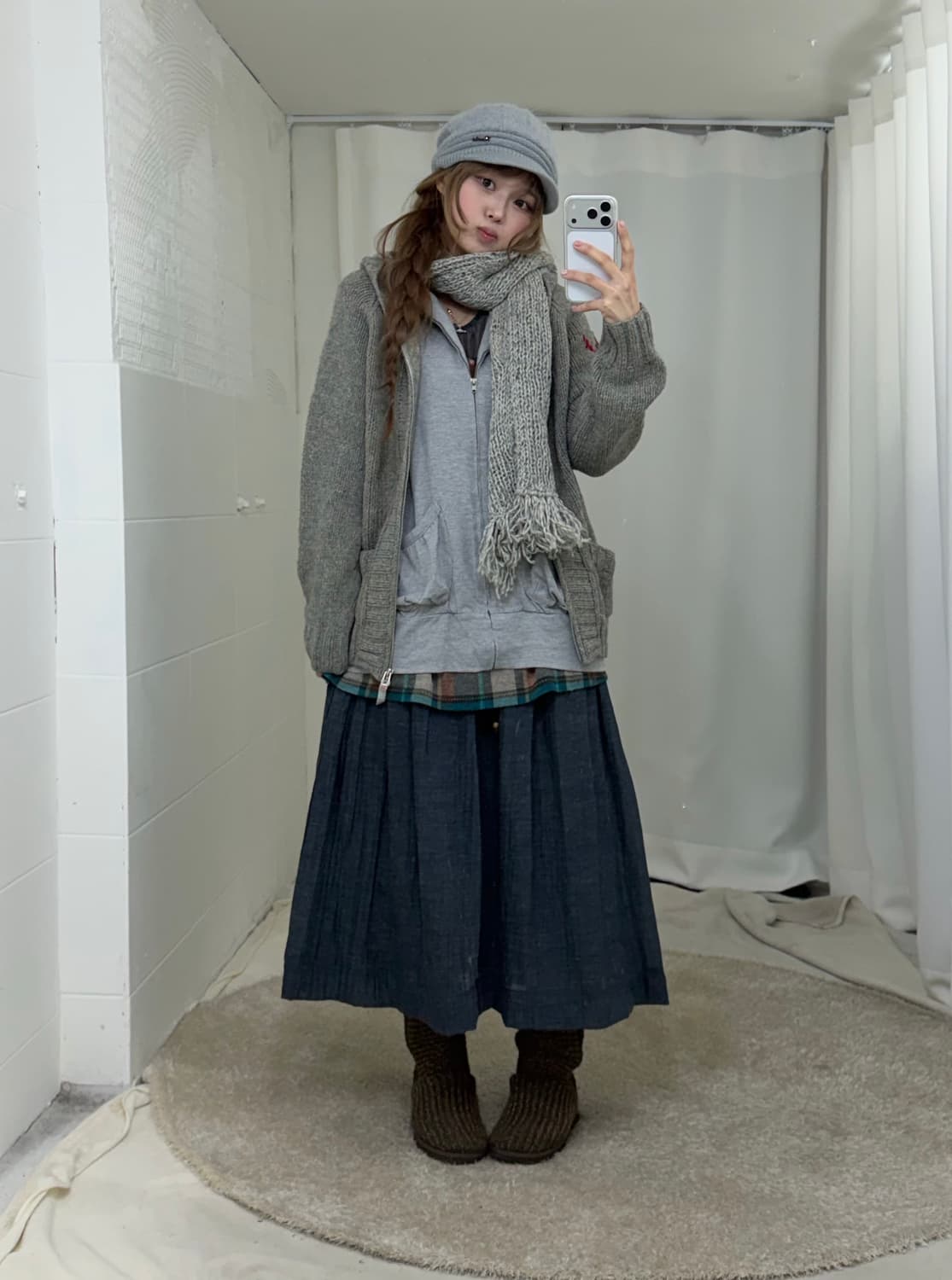 데일리 히피모리 너드 하구미 아가일 코위찬 코디세트 상품이미지2