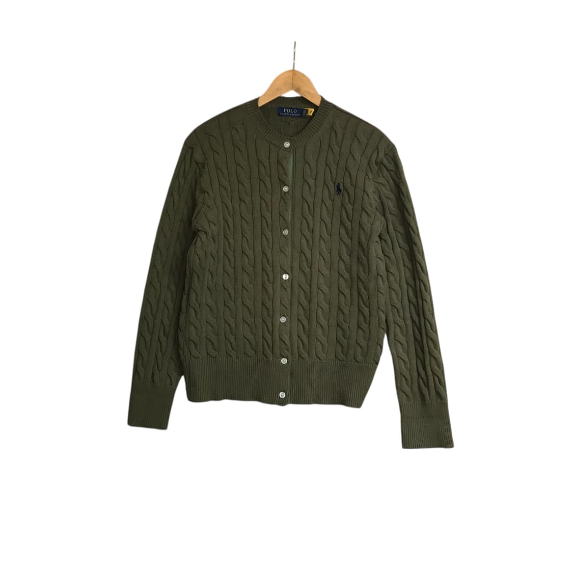 폴로 랄프로렌 큐알 카키 여성 꽈배기 가디건 상품이미지2