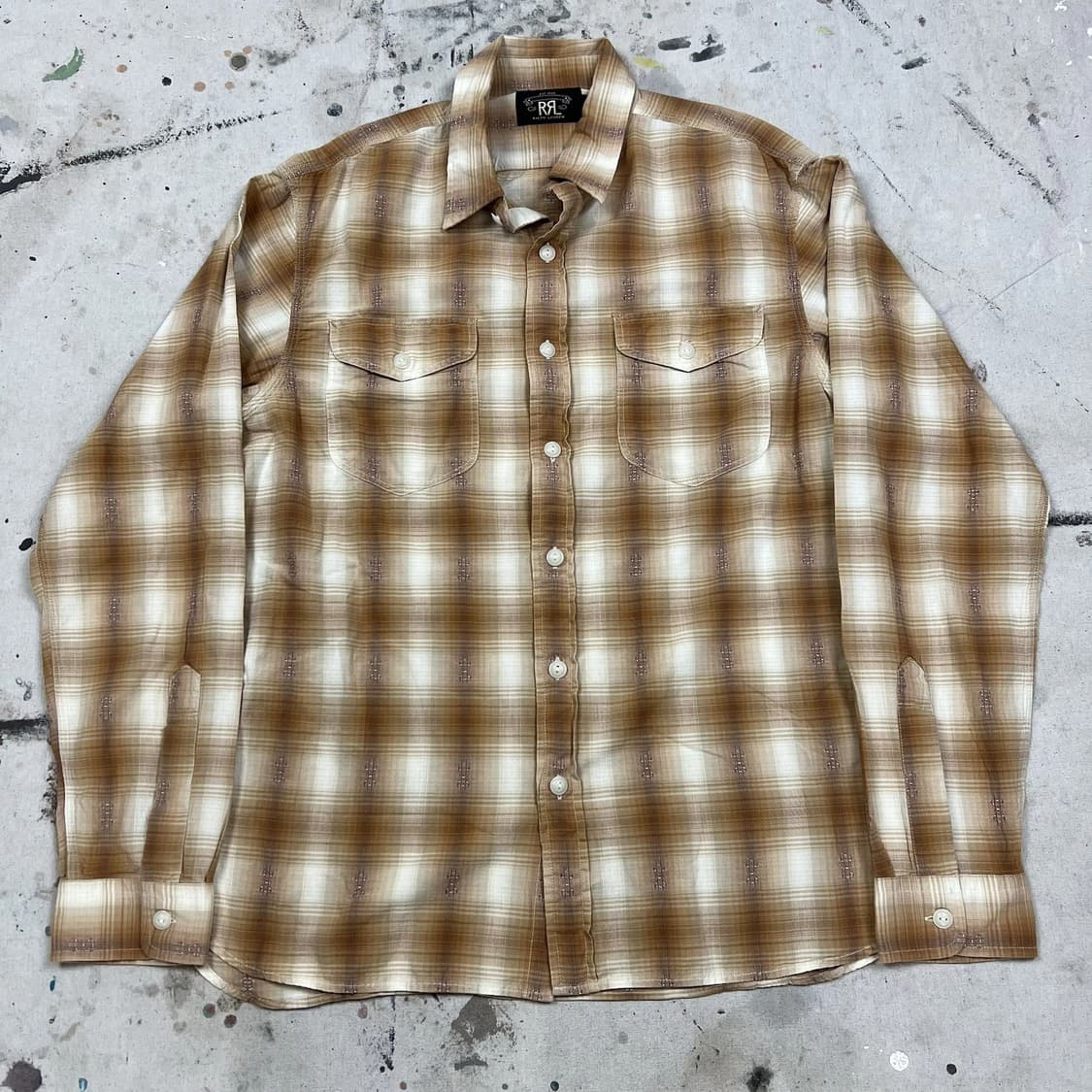 RRL 더블알엘 섀도우 플래드 워크셔츠 브라운/화이트 상품이미지1