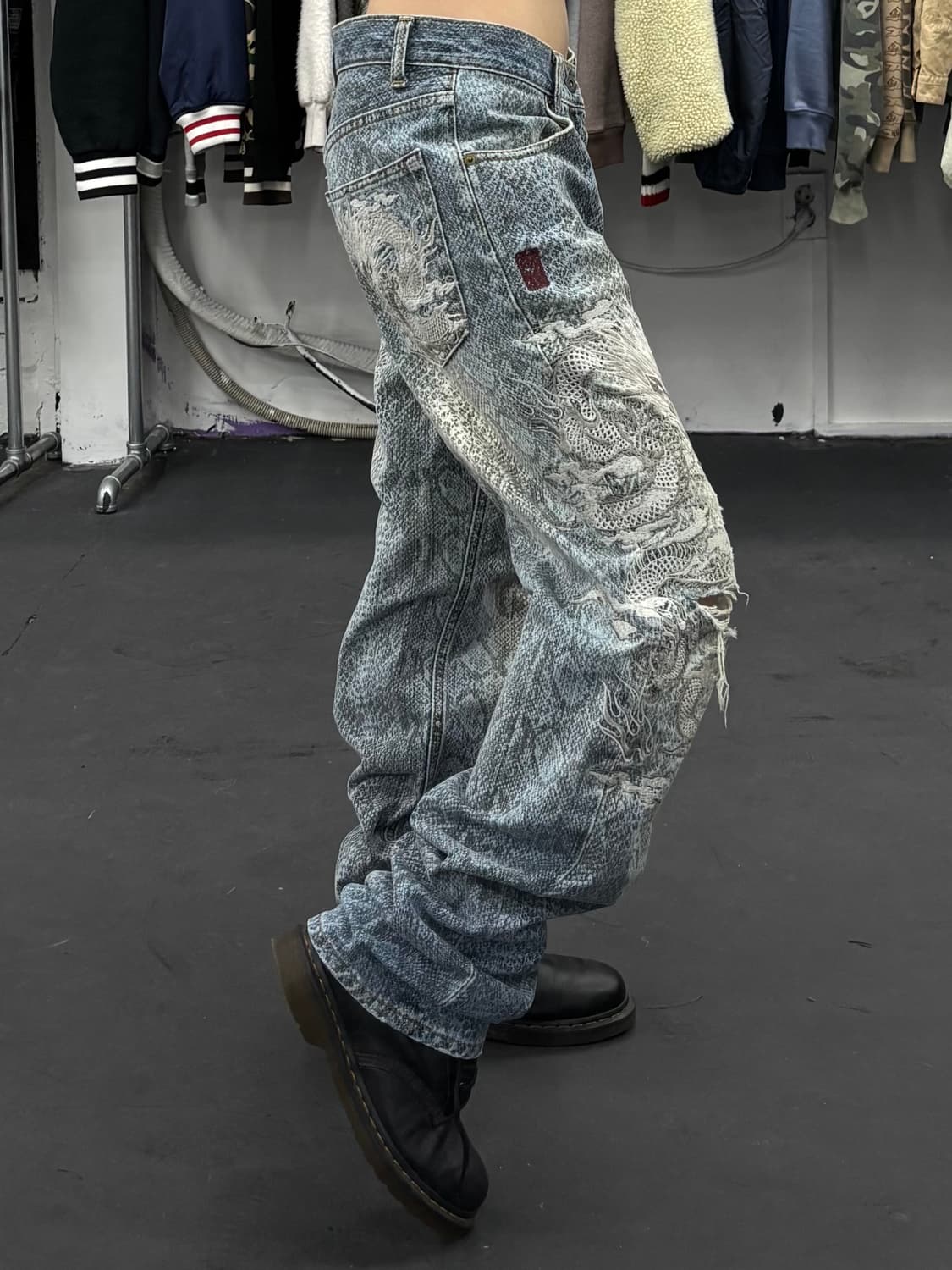 카라쿠리 타마시 뱀피 드래곤 데님팬츠 상품이미지3