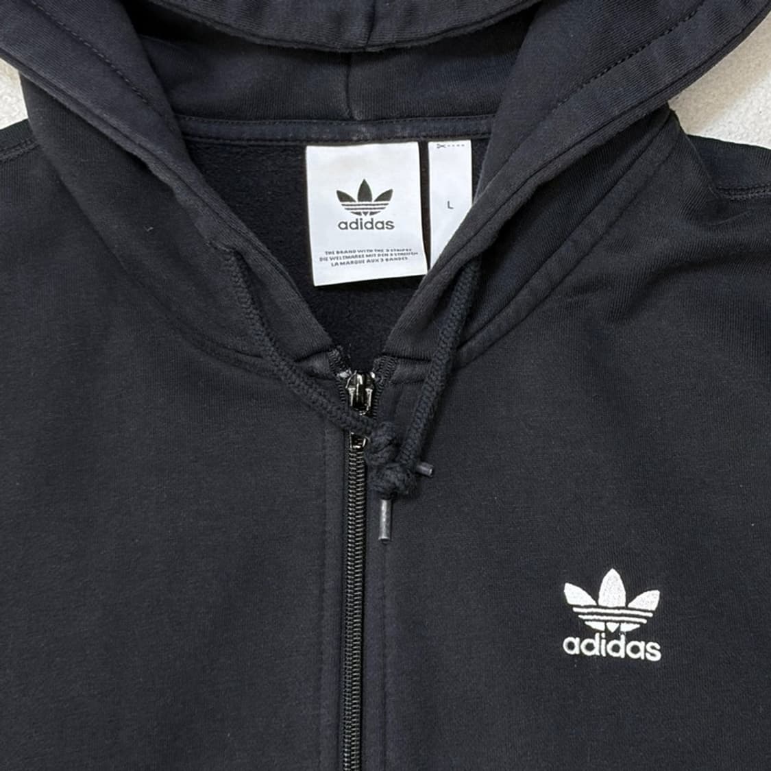 ADIDAS 파이어버드 백로고 블랙 후드집업 L 상품이미지3