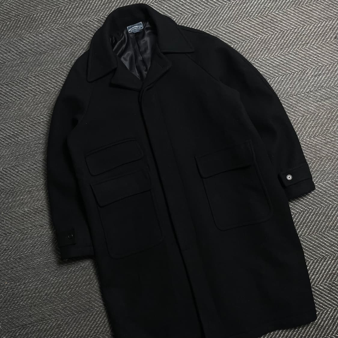 아웃스탠딩 울 혼방 발마칸 롱 코트 블랙y 5328 상품이미지1