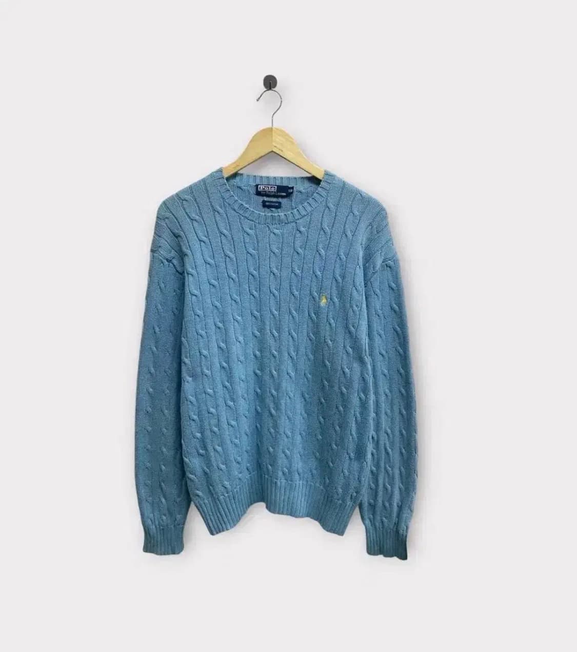 폴로 랄프로렌 하늘색 케이블 니트 2XL 상품이미지2