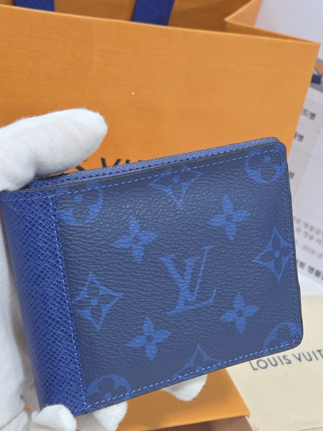 [새상품급] 루이비통 모노그램 마카사르 멀티플 월릿 Blue 상품이미지3