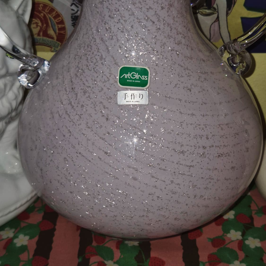 70s 이와츠 히네리 은박 핑크 귀달이 대형 꽃병 상품이미지6