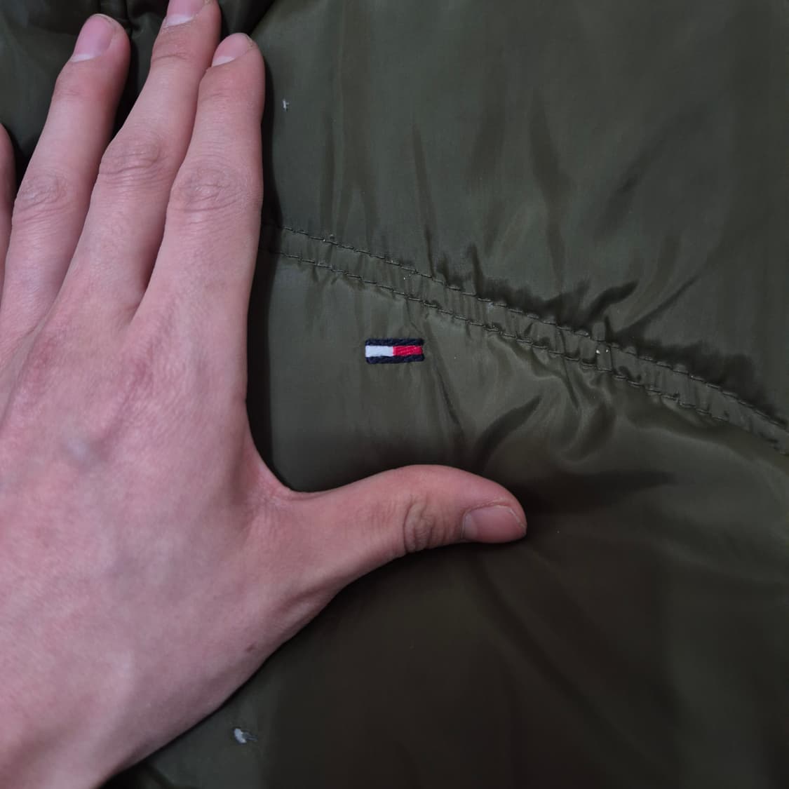 타미힐피거 데님 남성 다운 카키 패딩 조끼 L(100) 상품이미지5