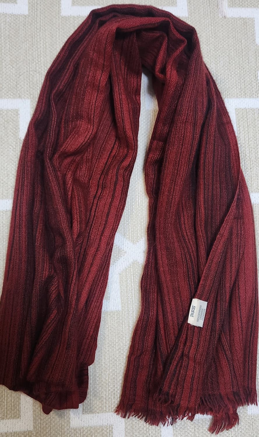 [정품 ] 에르메스 머플러 목도리 100% 캐시미어 버건디 줄무늬  상품이미지2