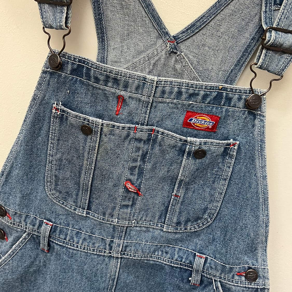 디키즈 연청 데님 오버롤 멜빵 스커트 S 상품이미지3