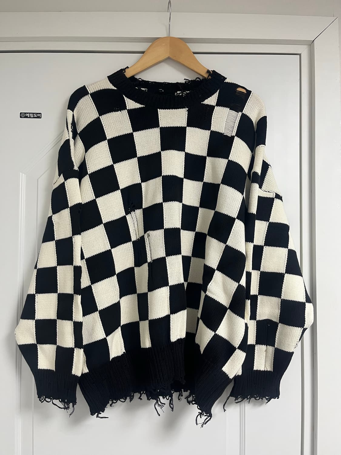 R13 체커보드 니트 M 상품이미지1