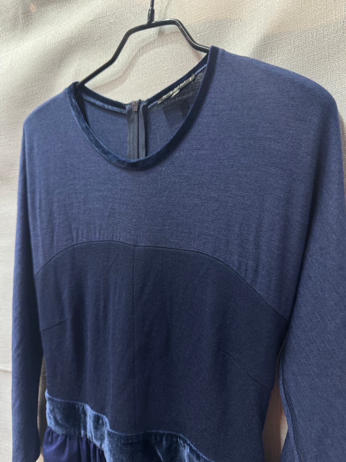 ETRO 에트로 벨벳 배색 네이비 원피스40(55) 상품이미지2