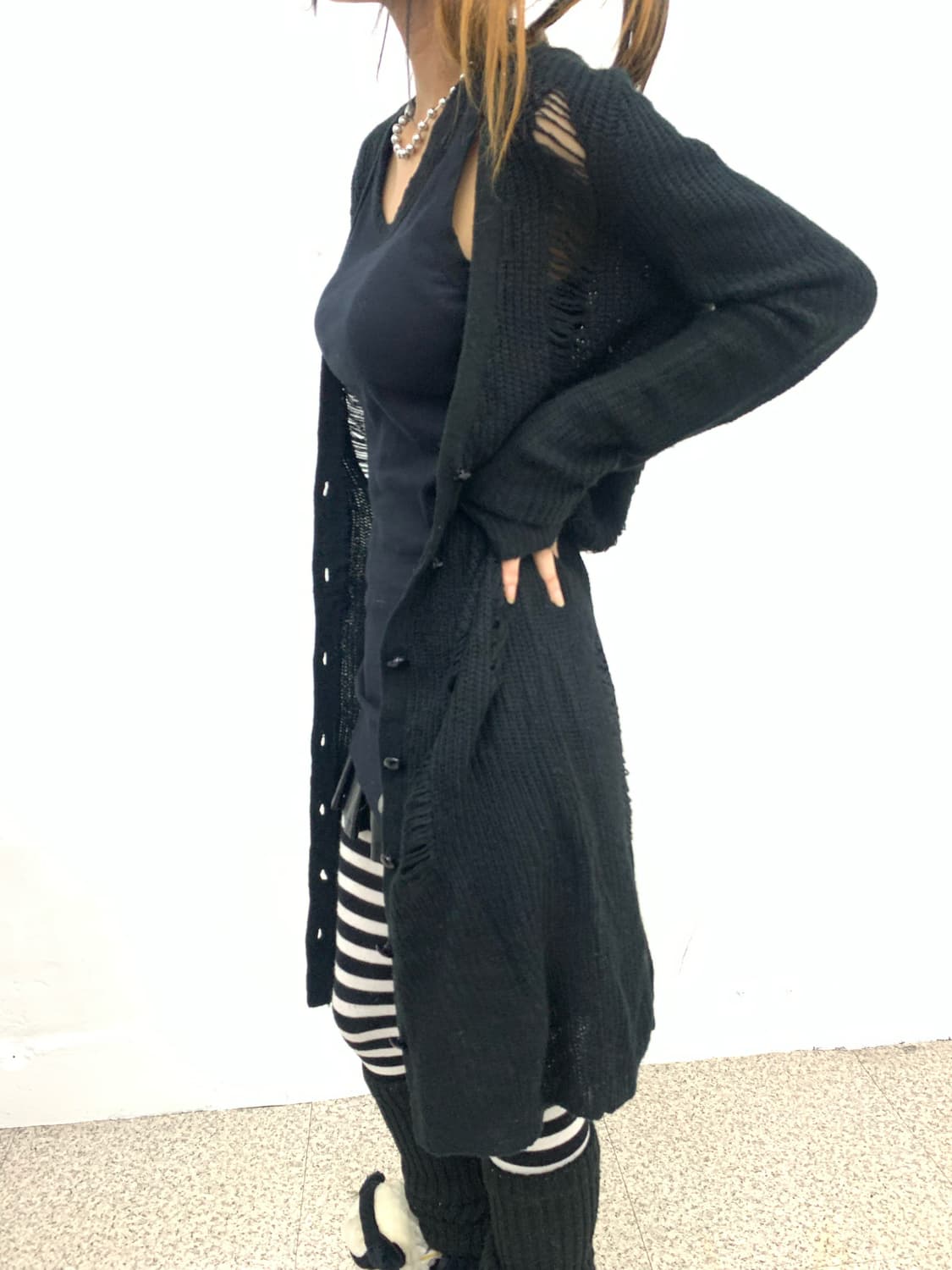 Dig deep distressed grunge long knit car 상품이미지4