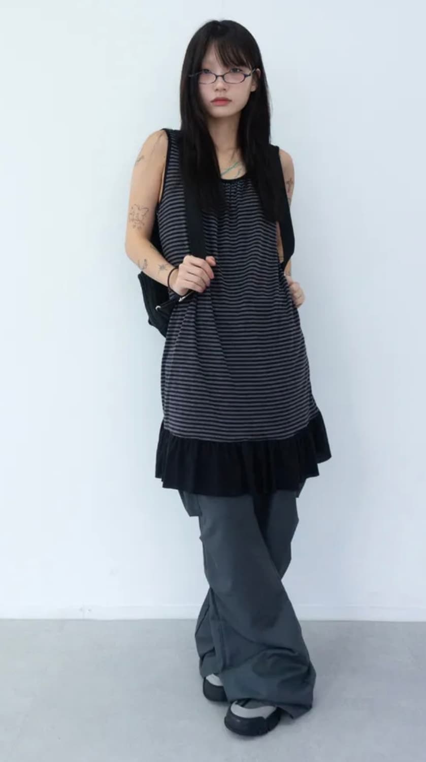 이즈이즈 나의나인 nana ops charcoal 나시 원피스 상품이미지2