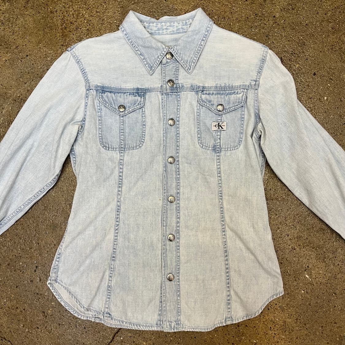 미국빈티지 캘빈클라인 Ck 데님셔츠 연청 상품이미지1