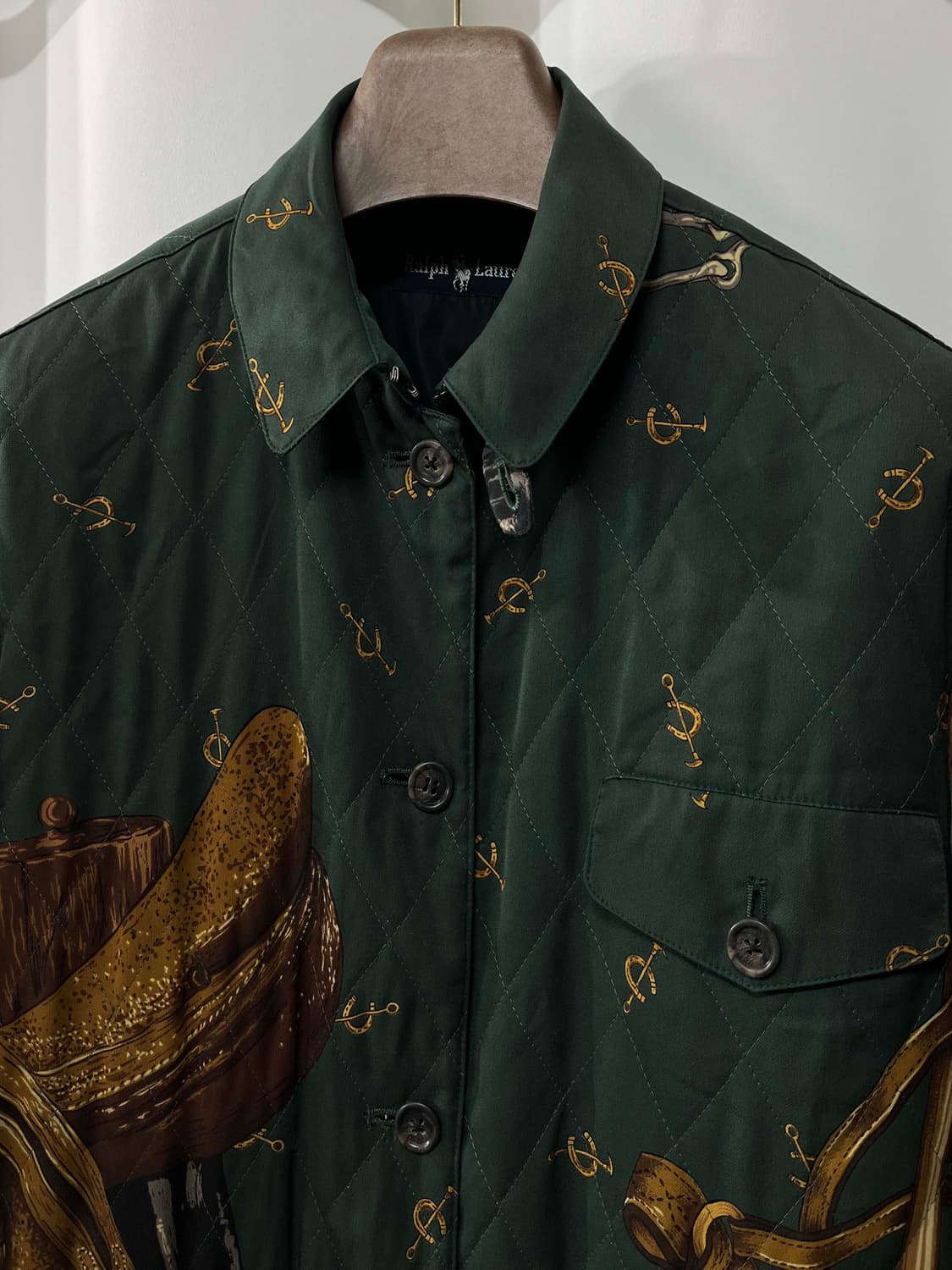 90's 폴로 랄프로렌 홀스빗 올오버 그래피티 퀼티드 헌팅 카코트 자켓 상품이미지4