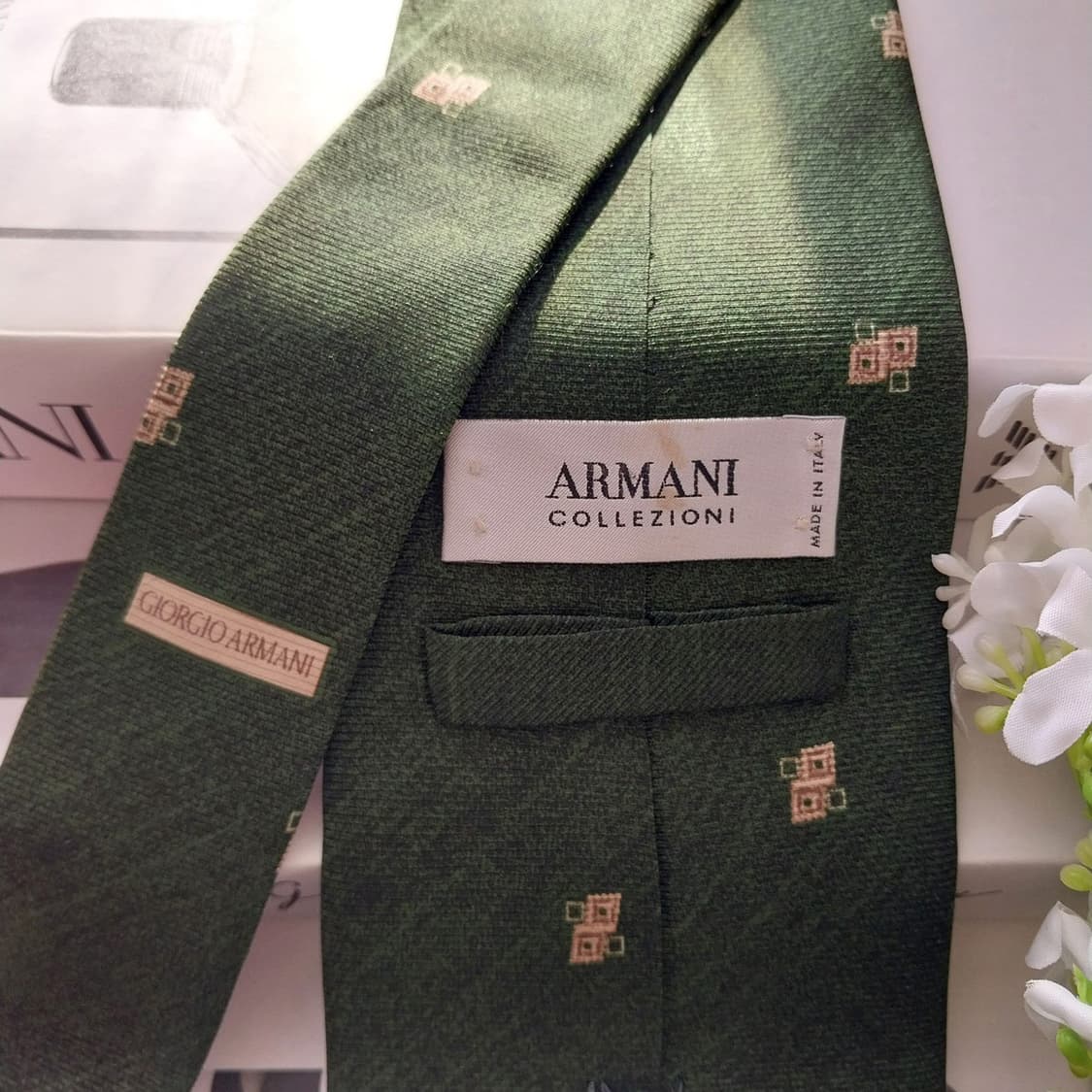 아르마니꼴레지오니 실크 미니멀 패턴 넥타이 9.6cm A+등급 K1535 상품이미지7