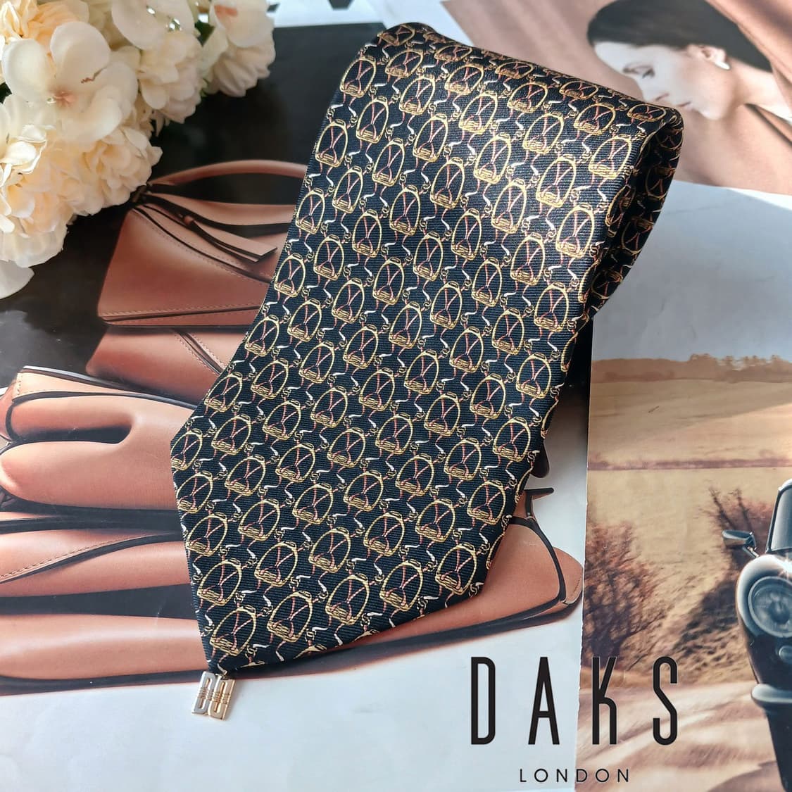 DAKS 닥스 실크 블랙 패턴 넥타이 9.7cm A등급 A19797 상품이미지1