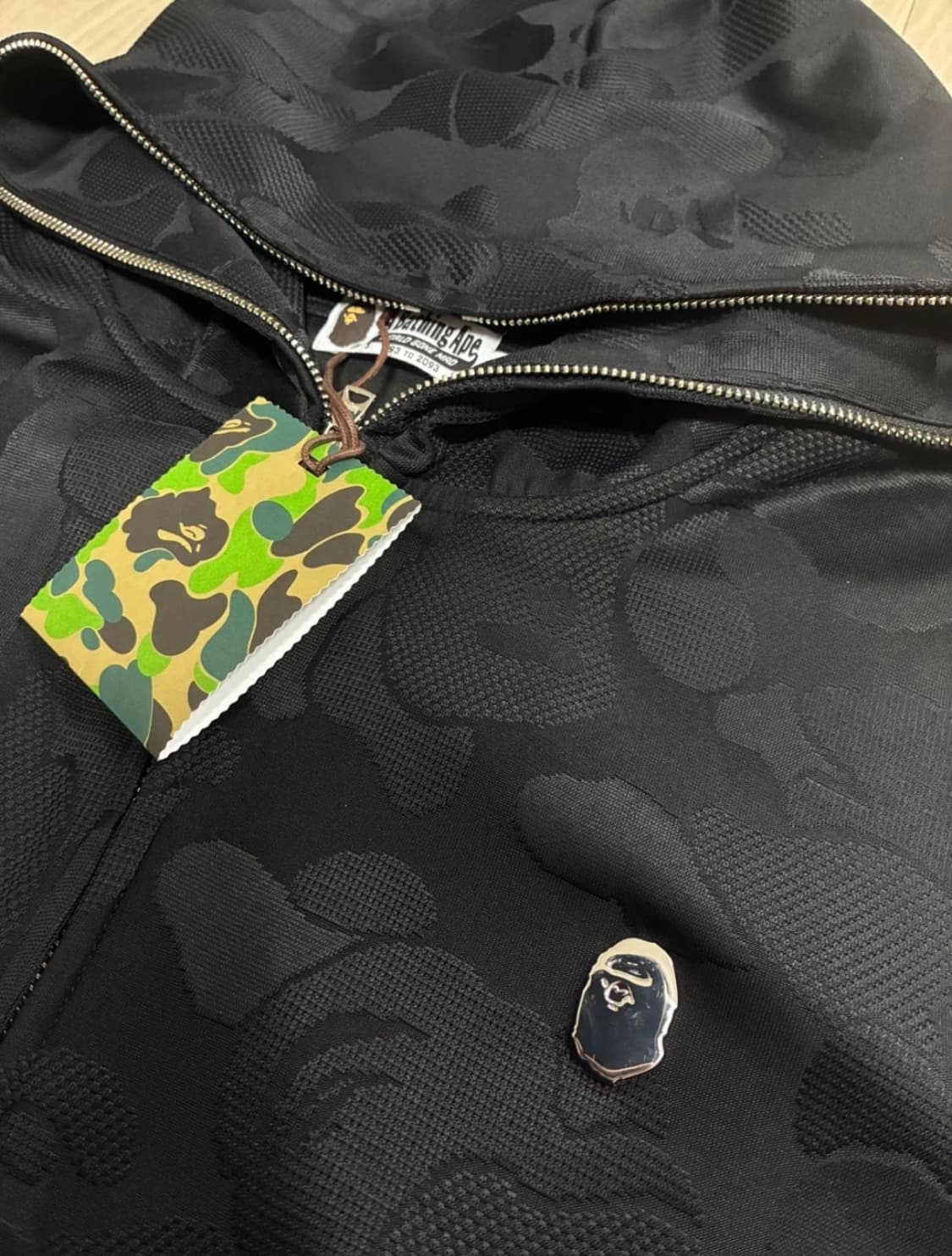 베이프 솔리드 카모 자카드 후드집업 블랙 XL 새상품 상품이미지3