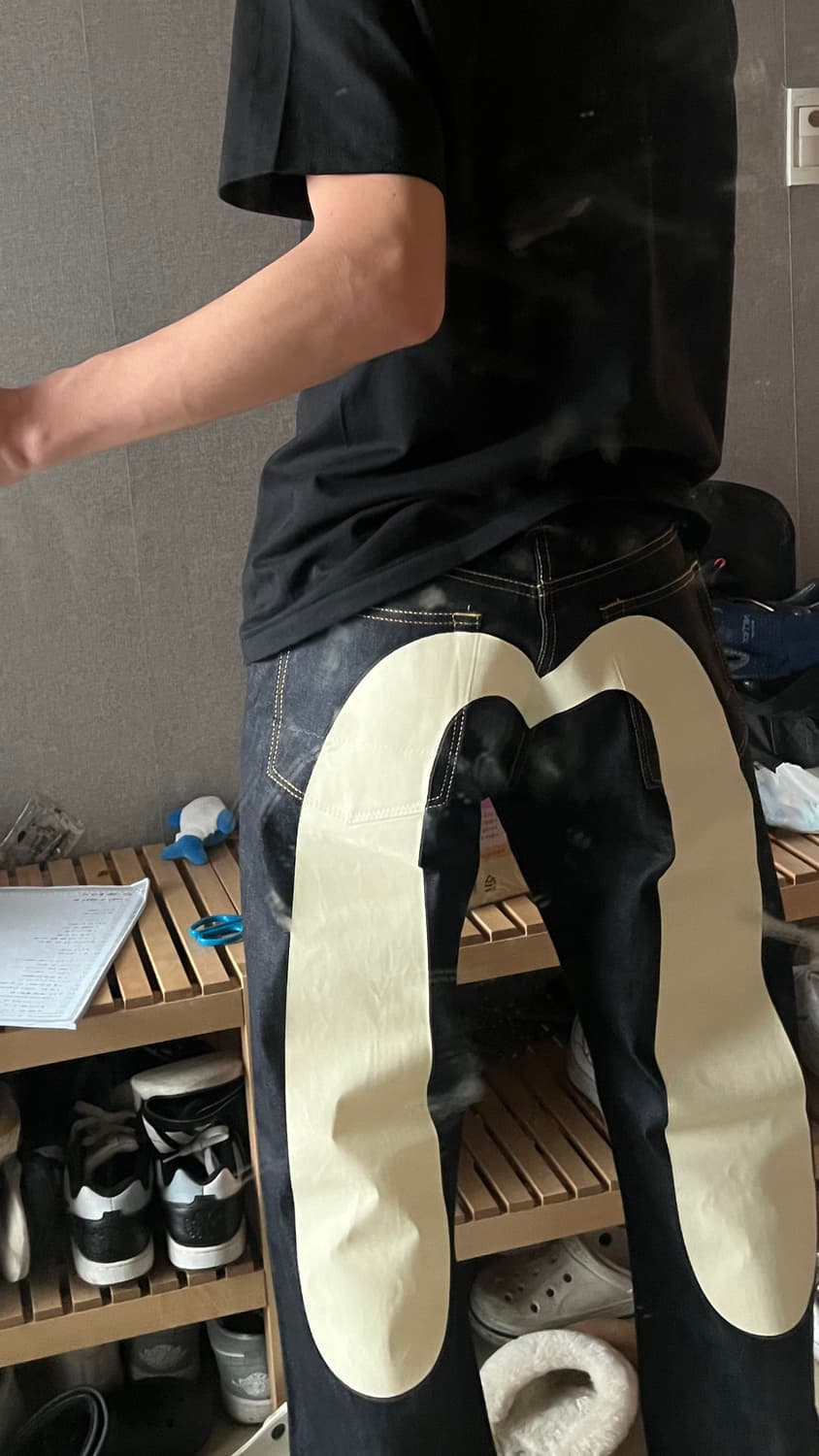 Evisu 다이콕 프린트 배기 진 34 에비수 상품이미지4