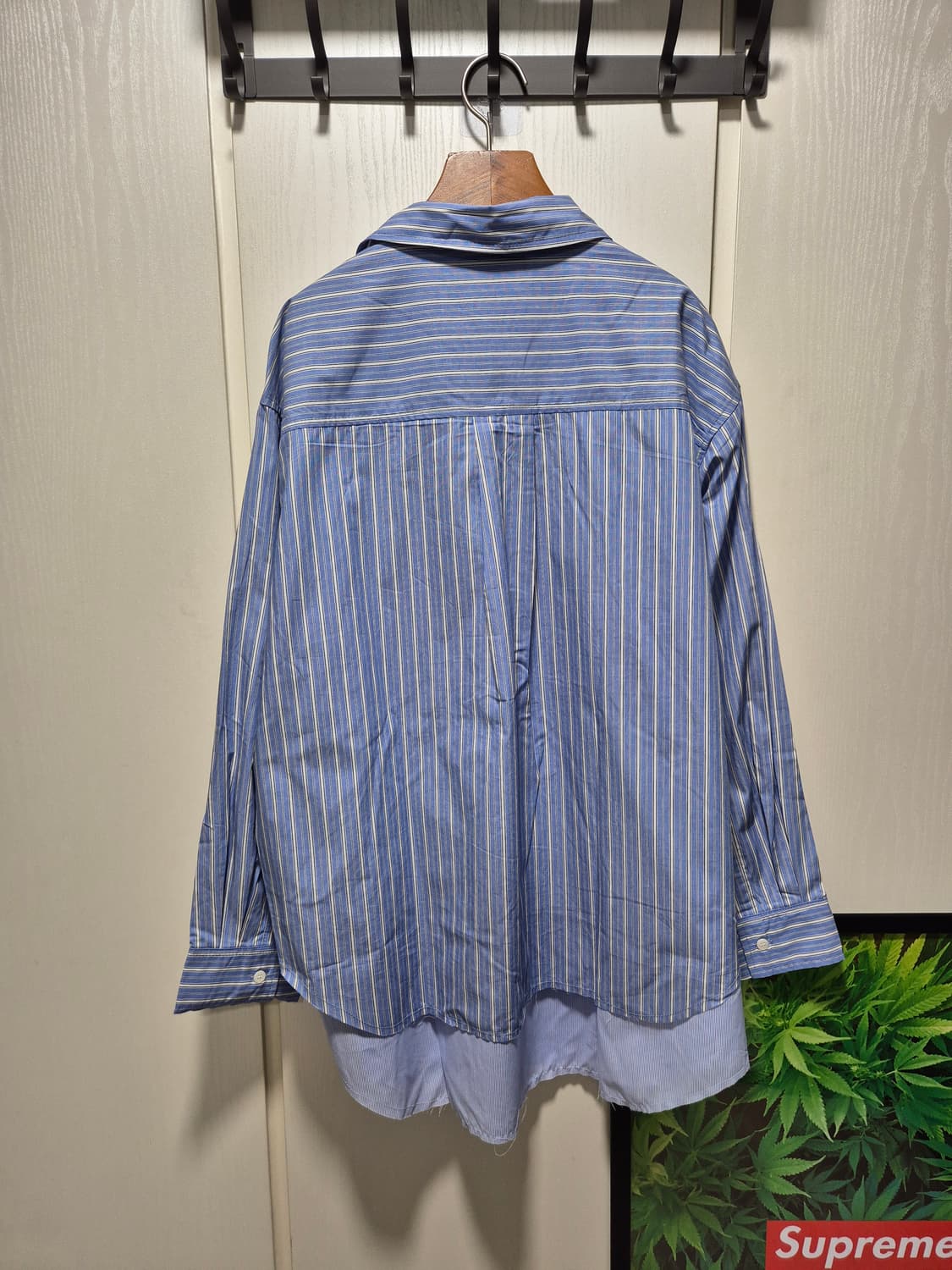 (세일)(새상품)우알롱 스트라이프 레이어드셔츠 블루 상품이미지10