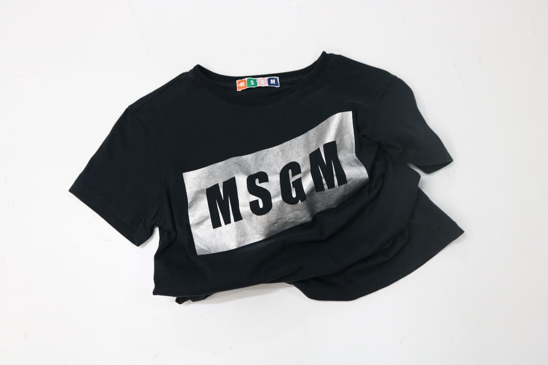 MSGM 엠에스지엠 실버 박스로고 블랙 반팔 티셔츠 (XS) 상품이미지2