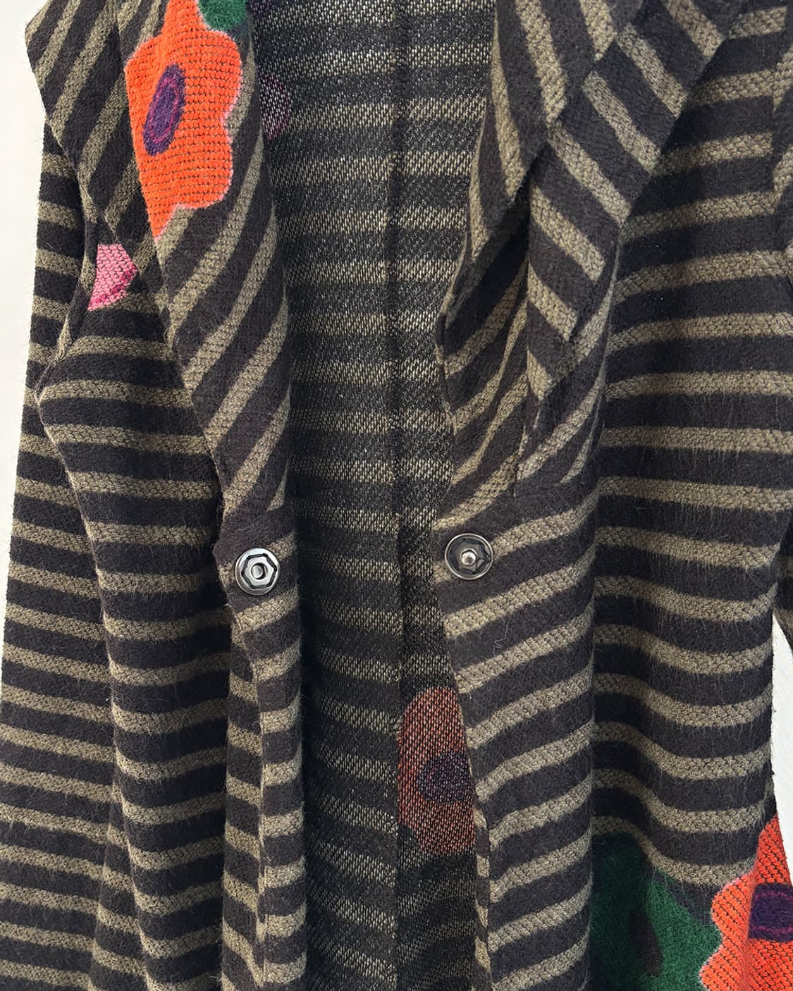 Heart 아트 플라워 포인트 스트라이프 롱 로브 카디건 상품이미지3