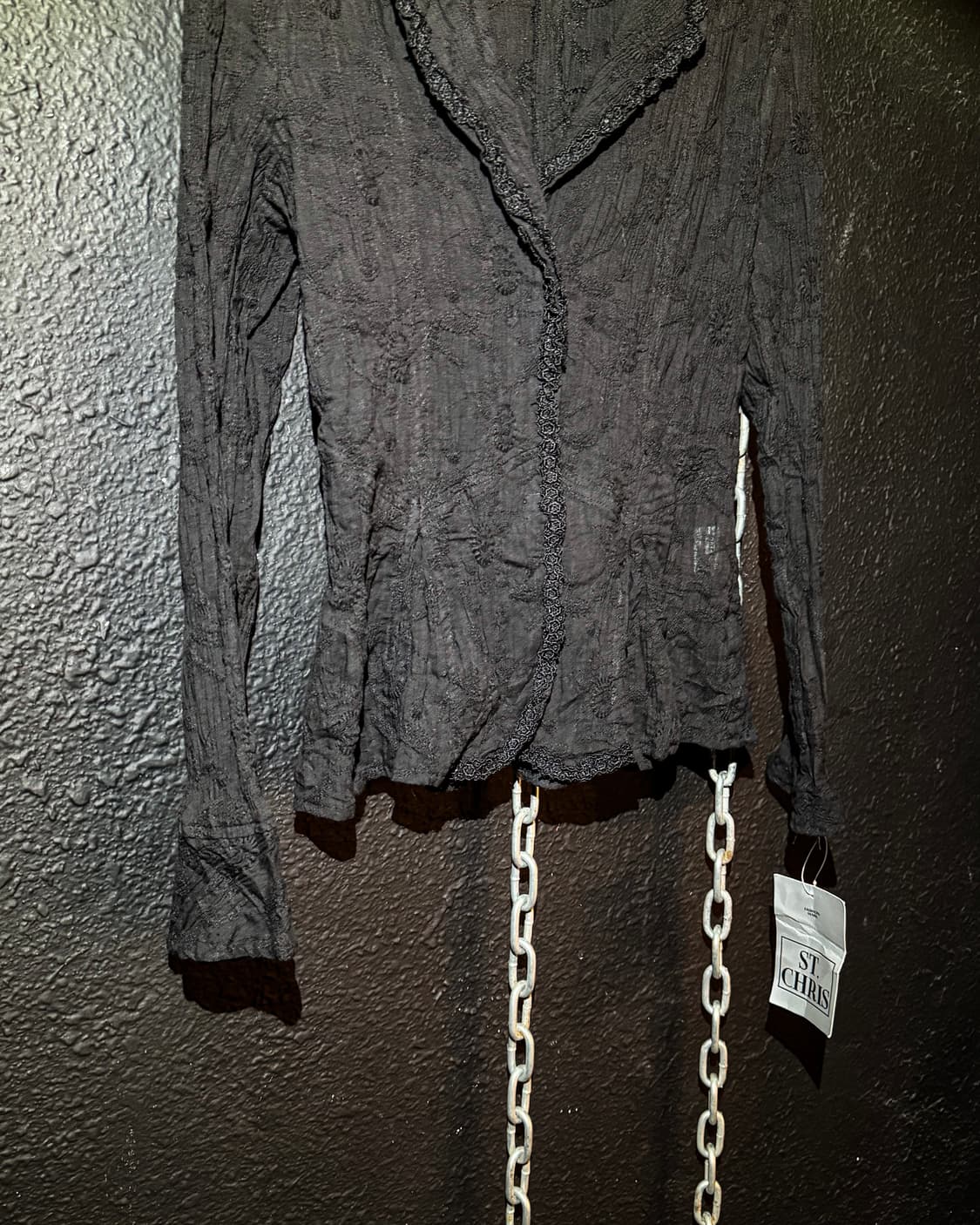 Black Lace-edged Shirt Jacket 상품이미지4