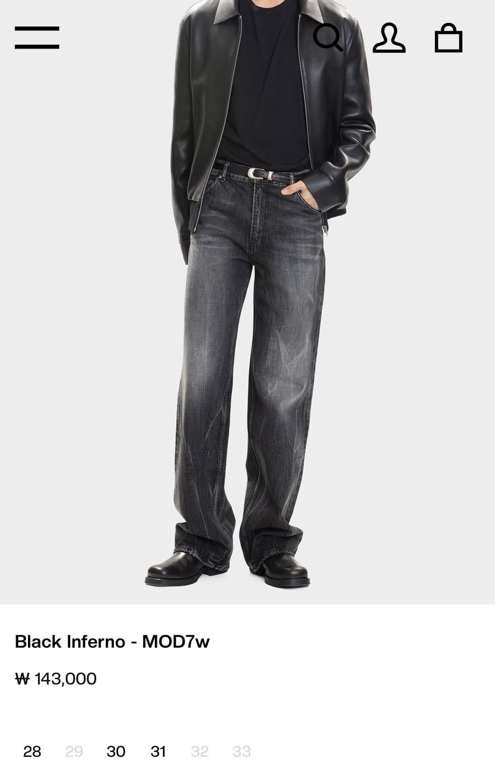 [32]모드나인 Mod7w 와이드 워싱 데님팬츠/흑청 상품이미지2