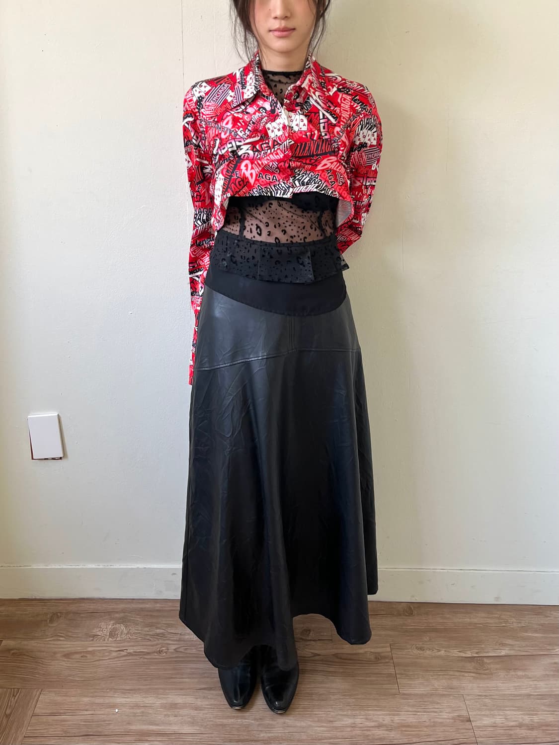 19ss 발렌시아가 울 오버 로고 프린트 셔츠 상품이미지6