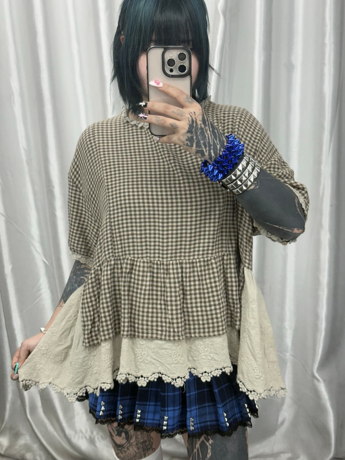 Brown check pattern long sleeve 상품이미지2
