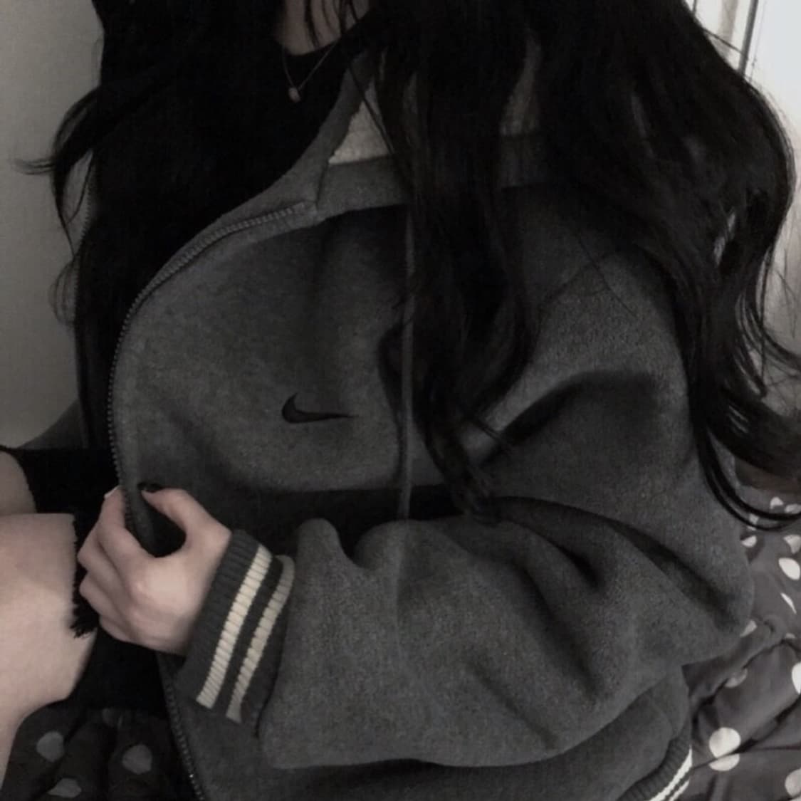 나이키 스우시 그레이 양털 포근 후리스 후드집업 상품이미지2