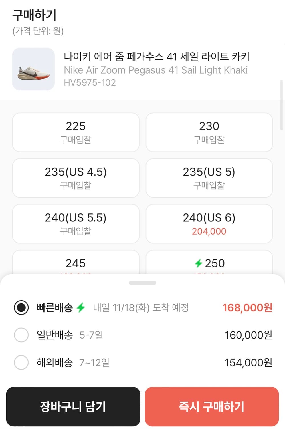 나이키 페가수스 41 세일 라이트 카키 260 러닝화 상품이미지8