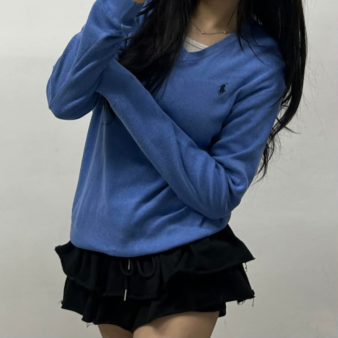 폴로 랄프로렌 피마코튼 브이넥 니트(S) 상품이미지4