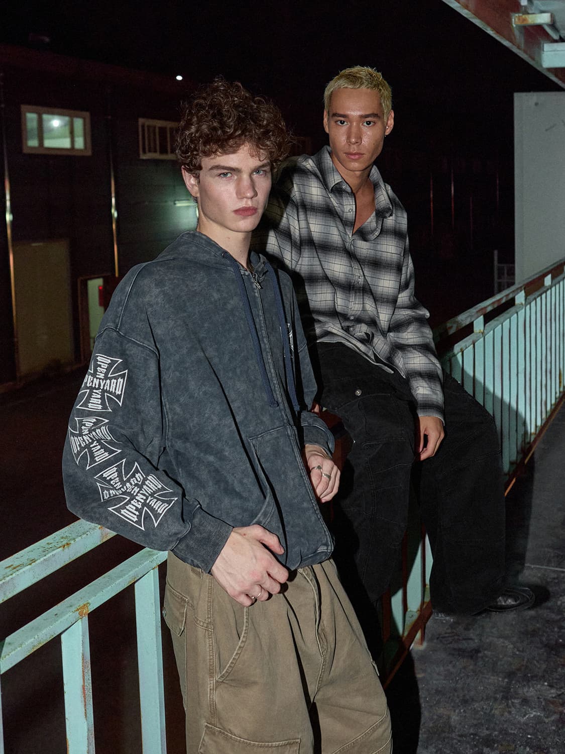 (택O) OY 오와이 크로스 페이드 워시드 후드집업 (네이비) (m) 상품이미지1