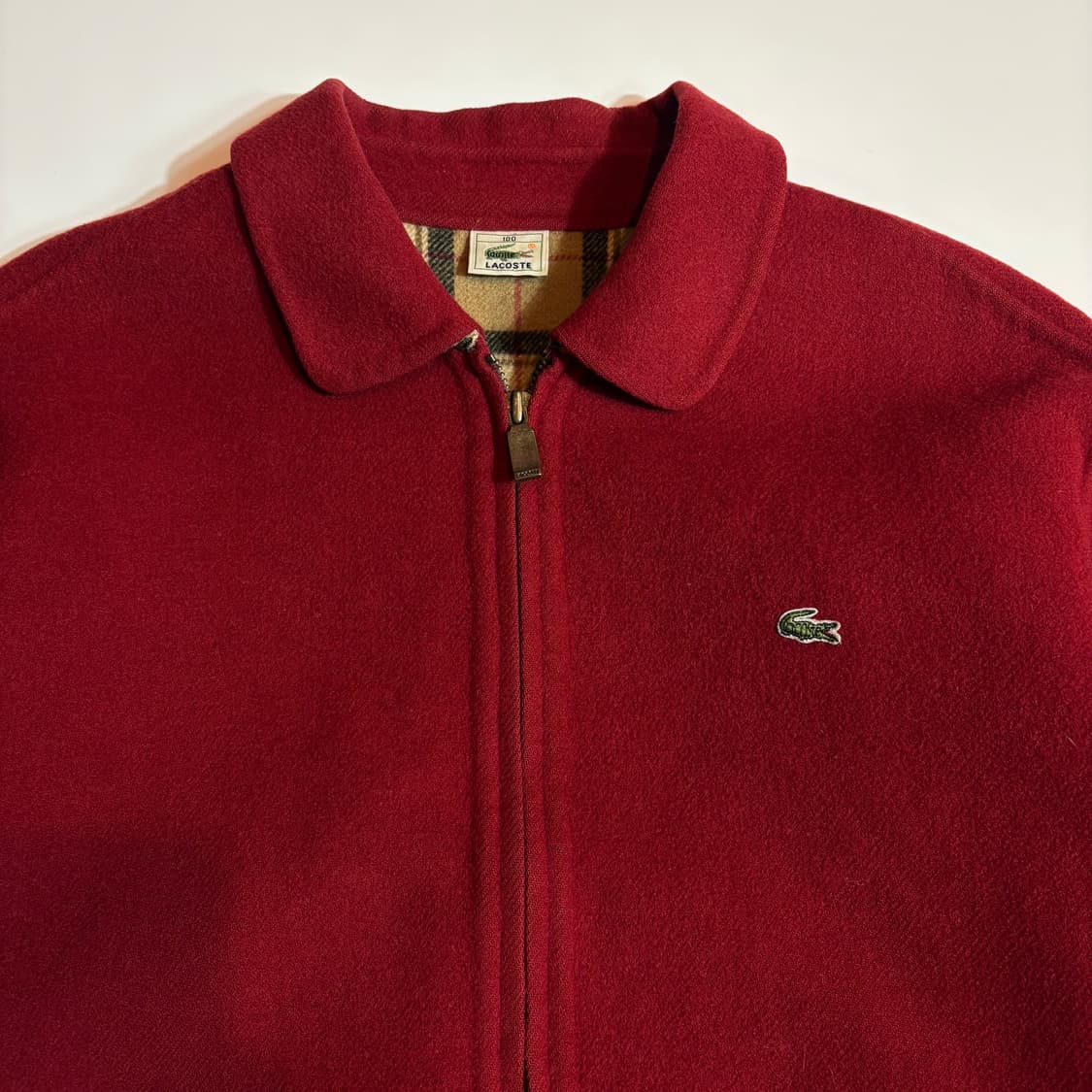 라코스테 울 블렌드 자수 로고 레드 해링턴 자켓 상품이미지3