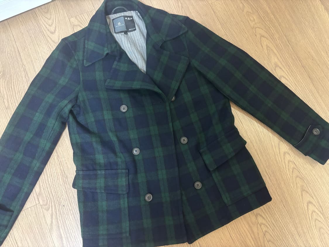 상태최상 모직 울 더블버튼 타탄체크 피코트 남여공용 남s 여L 갸루 상품이미지2