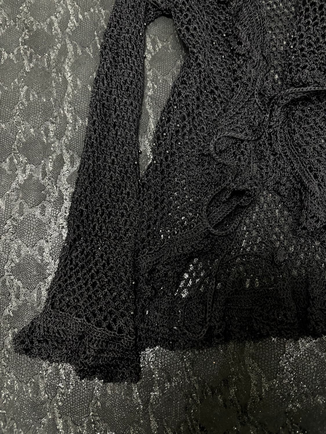 “Vintage”Y2K Mood Black Mesh Cardigan 상품이미지8