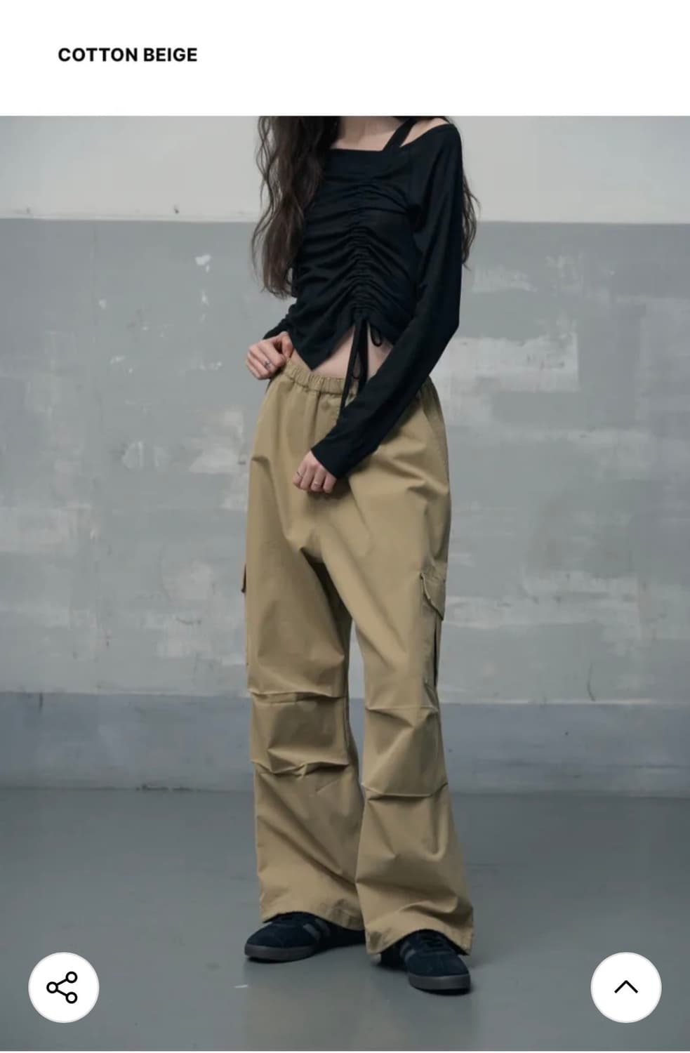 (M) 레더리 파라슈트 와이드 카고 팬츠 [COTTON BEIGE] 판매 상품이미지3