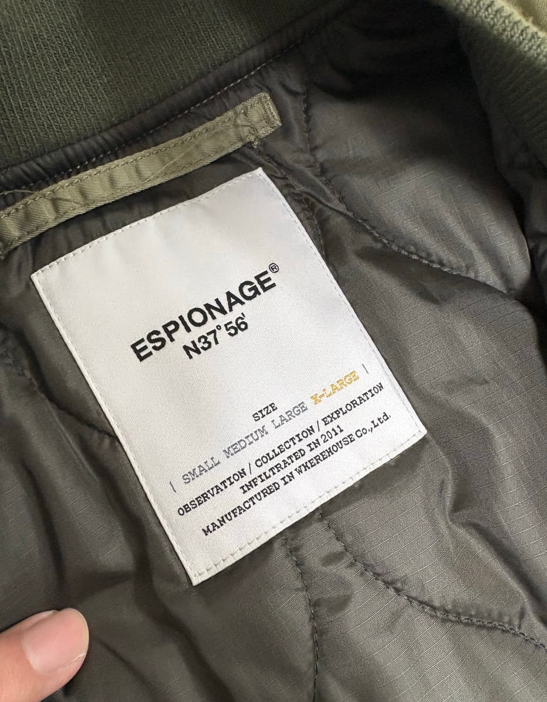 Xl 에스피오나지 ma-1 항공점퍼 카키 상품이미지3