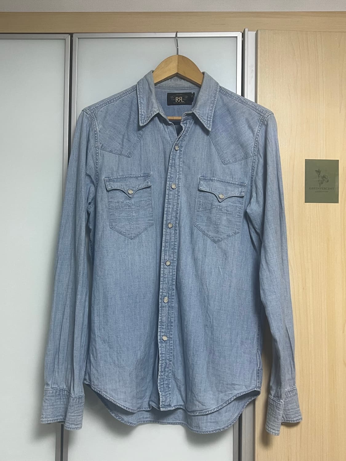 RRL 슬림 샴브레이 웨스턴셔츠 상품이미지1